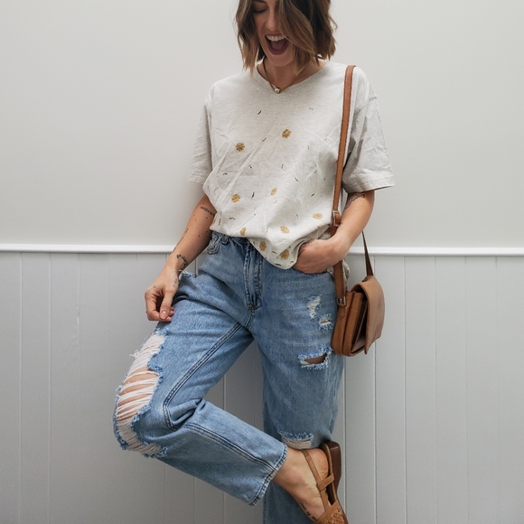 VINTAGE Northern Reflections V-neck Sunflower Grey T-shirt - Picture 3 of 7